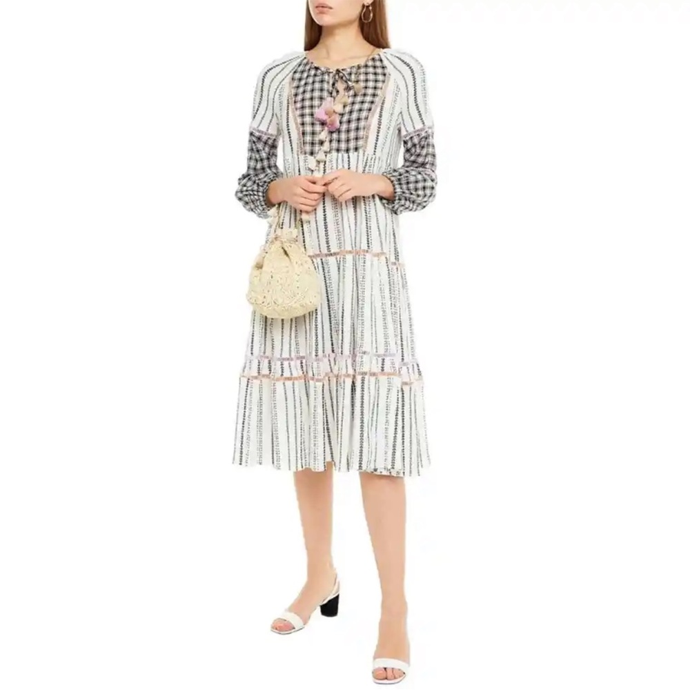 Veronica Beard Dress Eileen Checked Midi Black White Dress XS - Picture 2 of 5